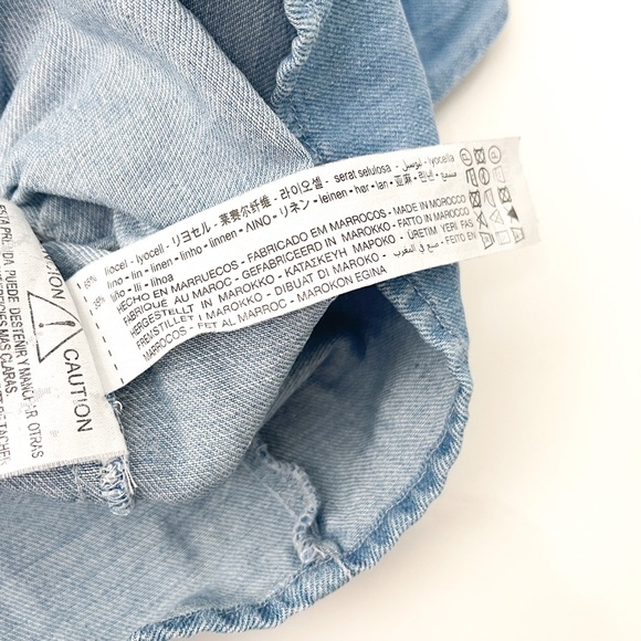Zara Light Blue Ruffles Denim Button Down Shirt Size XS - Picture 7 of 7